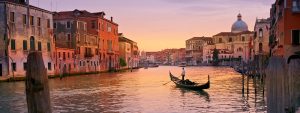 A Gondola on Grand Canal, Venice, Italy.